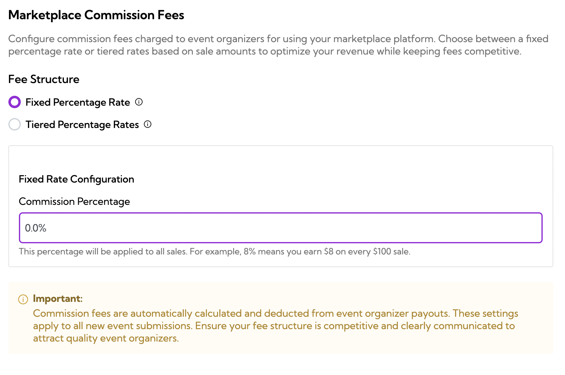 Marketplace Fee Configuration
